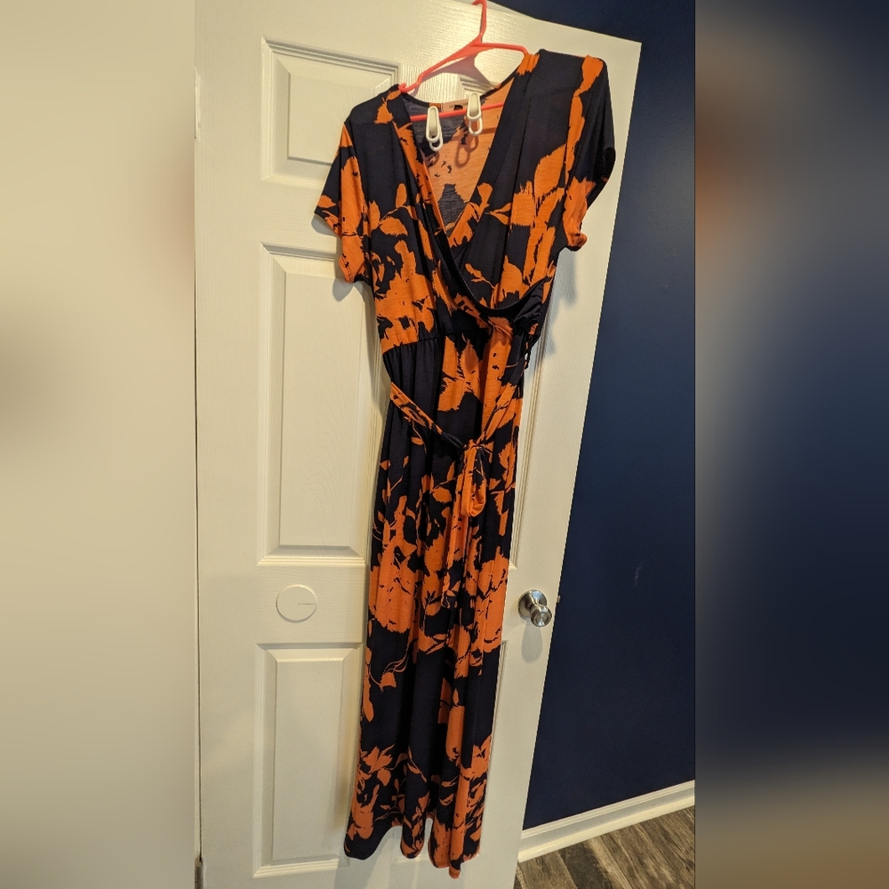 3X shortsleeve maxi floral dress, EUC